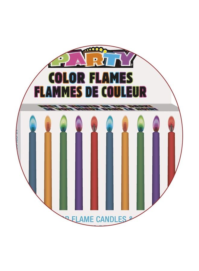 Unique - 10-Piece Color Flames Birthday Candle And Holder 34099 2.75inch - Image 1