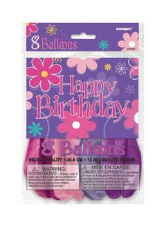 8-Piece Happy Birthday Printed Balloons 40285 12inch