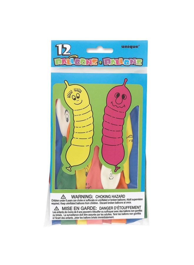 Unique 12-Piece Latex Squiggly Worm Balloon 5140 9inch - Image 1