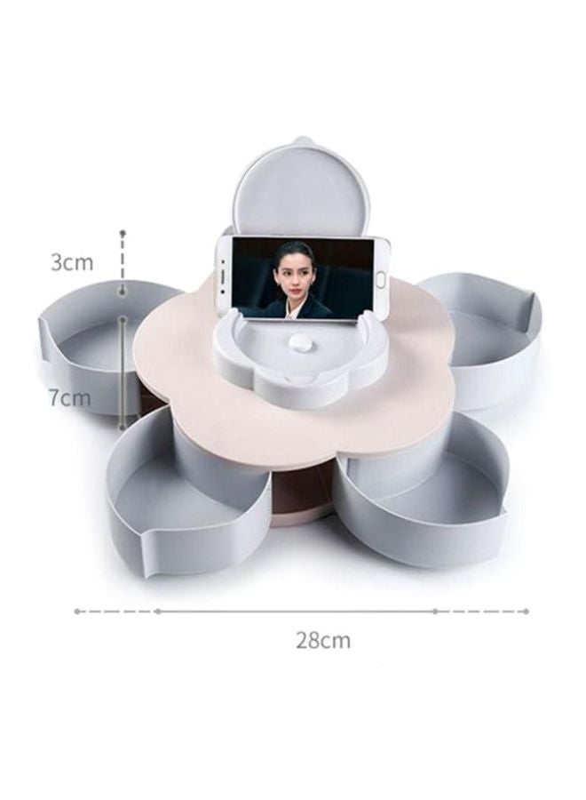 صندوق تخزين السكاكر بنقشة بتلات الزهور أزرق وردي 27x8.5سم - Image 4