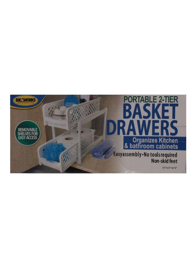 Ideaworks Portable 2-Tier Basket Drawer White 15x13x5.75inch - Image 2
