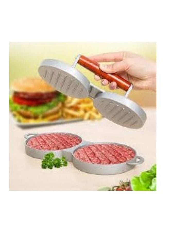 ضاغط برجر مزدوج مانع للالتصاق مصنوع من الألومنيوم فضي  - نسخة أصلية فضي/بني - Image 3