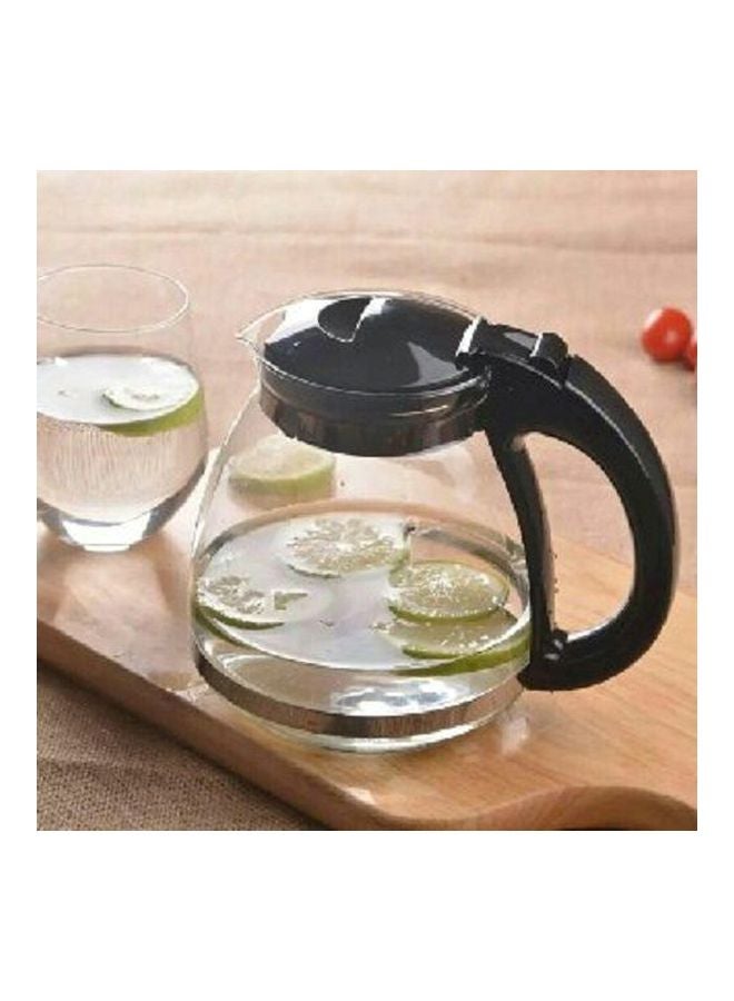 5-Piece Cup And Teapot Set Clear/Black - Image 4