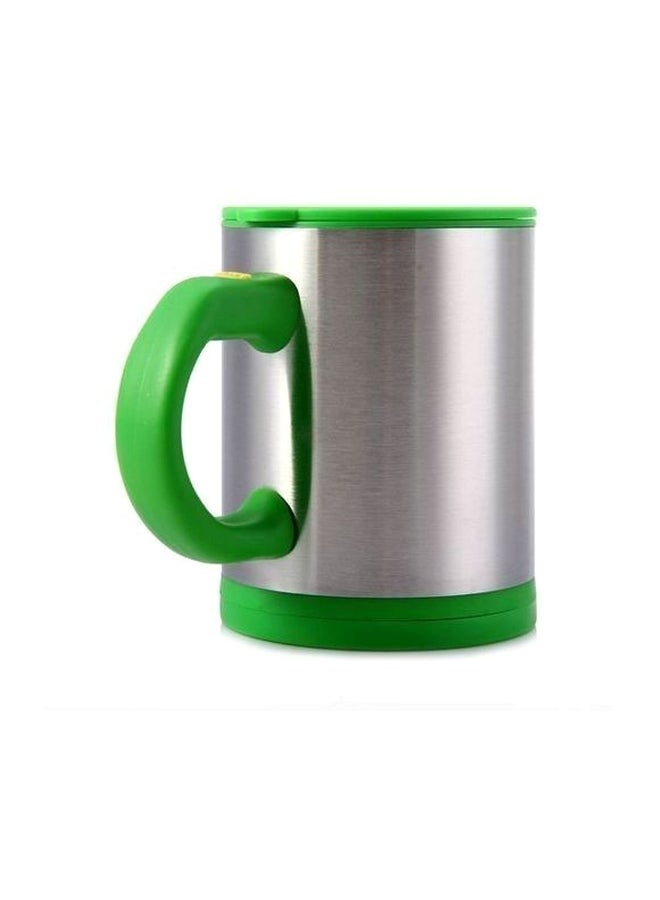 Self Stirring Coffee Mug Silver/Green - Image 2