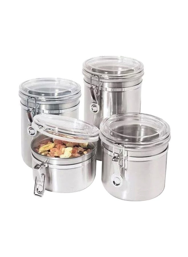 4-Piece Stainless Steel Canister Set Silver - Image 1