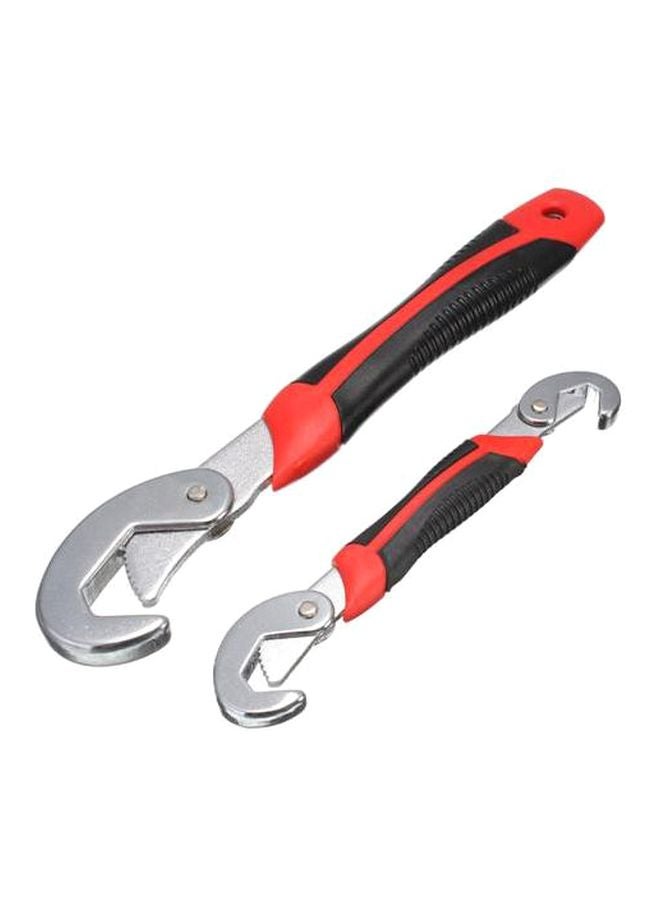 2-Piece Multi-Function Adjustable Wrench Silver/Red/Black - Image 1