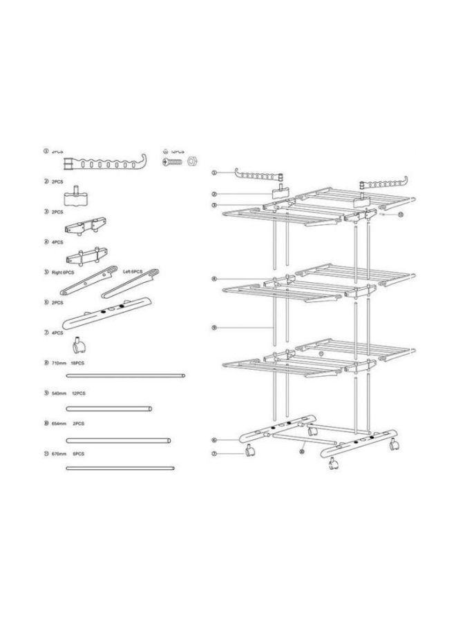 3 Layered Laundry Rack Silver/Blue 170x126cm - Image 3