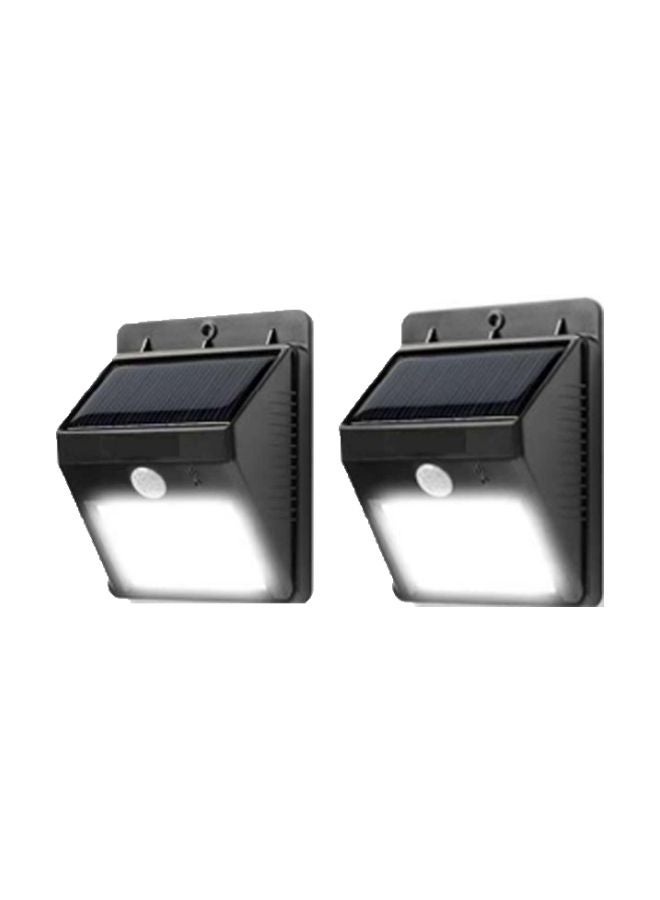 مجموعة مصابيح LED جدارية بجهاز استشعار للحركة تعمل بالطاقة الشمسية مكونة من قطعتين أسود 125x96x50مم