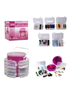 Generic 210-Piece Sewing Kit Clear/Pink 