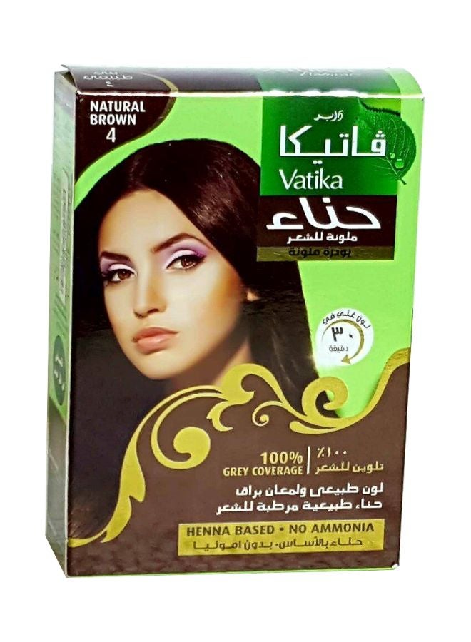 VATIKA Pack Of 6 Henna Hair Colours 4 Natural Brown 60grams 