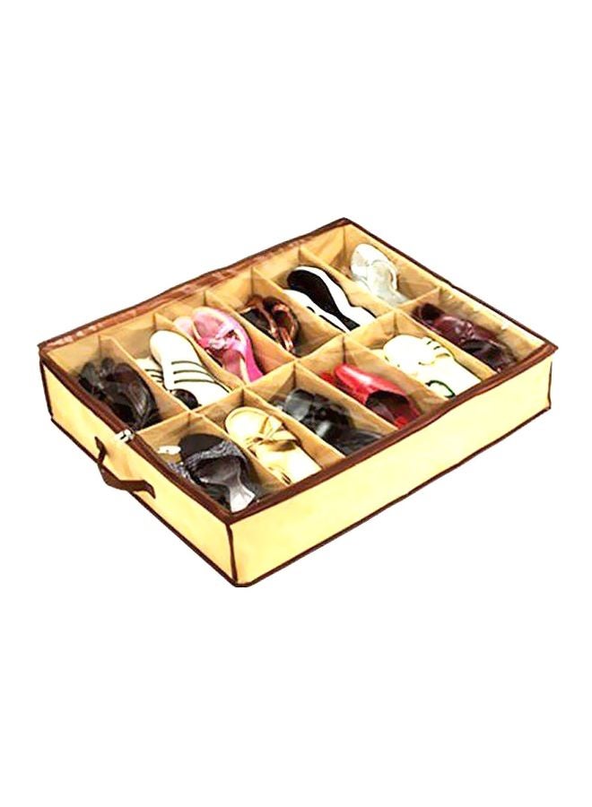 صندوق منظم للأحذية أصفر/ بني