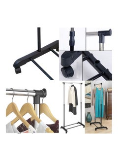 Vogue Telescopic Clothes Rack Silver/Black 75x80x45cm  - Image 3