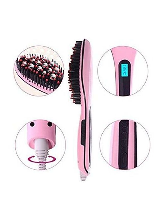 Anti Static Ceramic Hair Straightener Brush Pink - Image 3