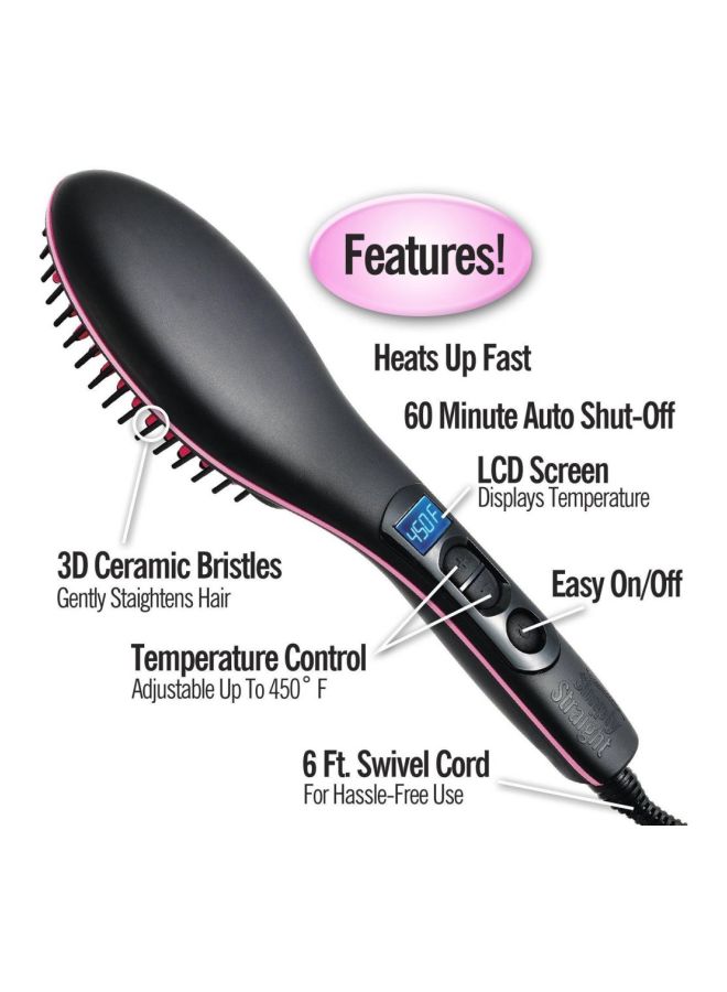 SIMPLY STRAIGHT Ceramic Straightening Brush Black/Red - Image 2