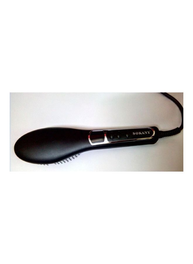 sokany - Electric Thermal Hair Brush With LCD Screen Black/Red - Image 1