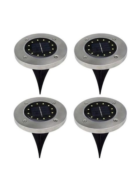 4-Piece LED Solar Light Black/Silver