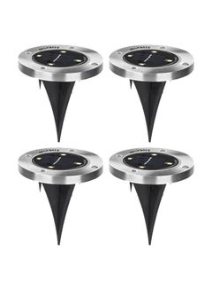 gluckluz 4-Piece Solar LED Ground Lamp Silver/Black 