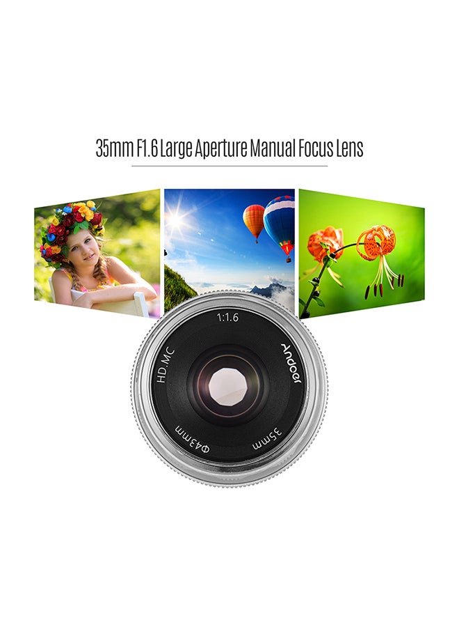 ANDOER 35mm F1.6 Manual Focus Lens 5.5x3.8cm Silver  - Image 5