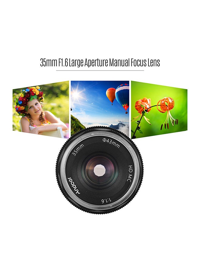 ANDOER 35mm F1.6 Manual Focus Lens 3.5cm Black/Silver  - Image 3