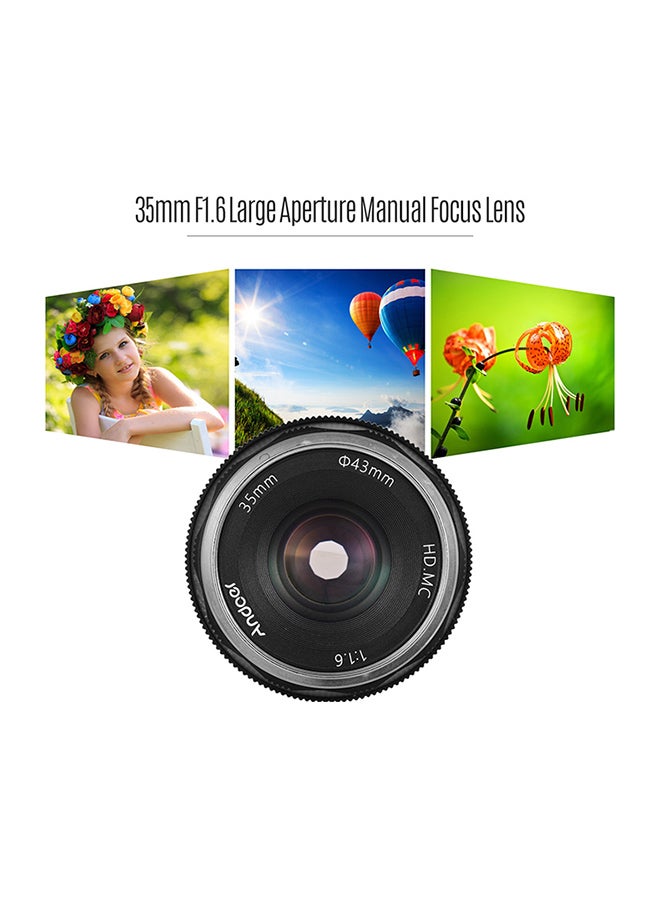 ANDOER 35mm F1.6 Manual Focus Lens 5.5x3.8cm Black  - Image 2