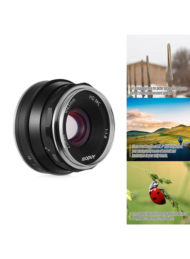 ANDOER 25mm F1.8 Manual Focus Lens 5.5x3.8cm Black  - Image 5