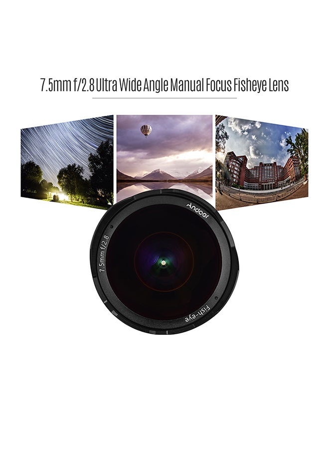 ANDOER 7.5mm Manual Focus Fisheye Lens 0.75cm Black  - Image 5