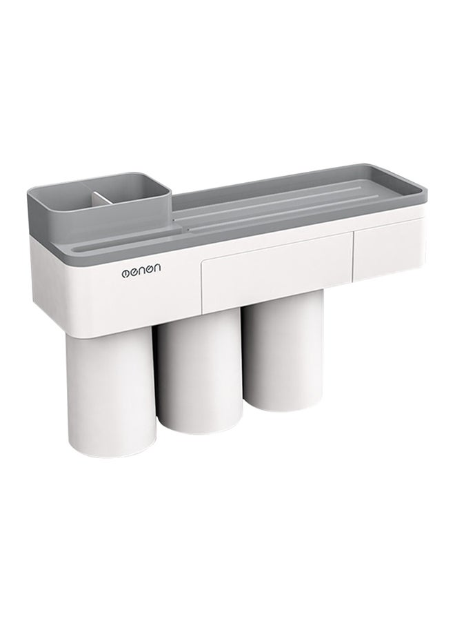 مينجني حامل فرش أسنان يثبت على الجدار أبيض 8.66x3.93x3.93بوصة - Image 1