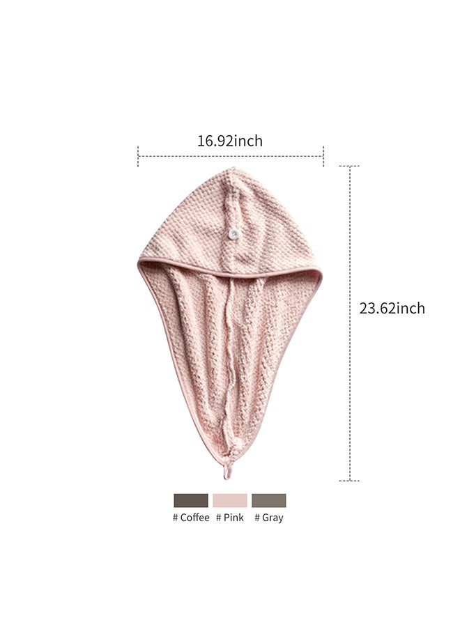 Generic Hair Towel Wrap With Button Pink 21x2x20cm  - Image 2