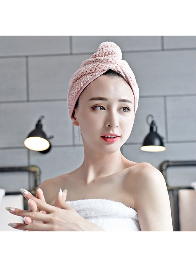 Generic Hair Towel Wrap With Button Pink 21x2x20cm  - Image 3