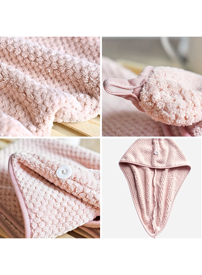 Generic Hair Towel Wrap With Button Pink 21x2x20cm  - Image 4