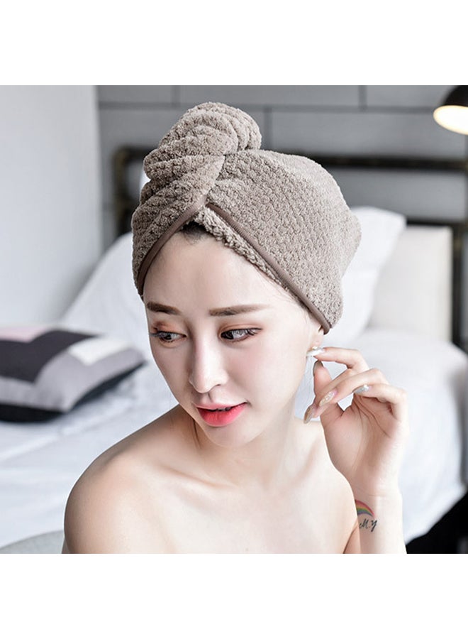 Hair Towel Wrap With Button Coffee 21x2x20cm - Image 2