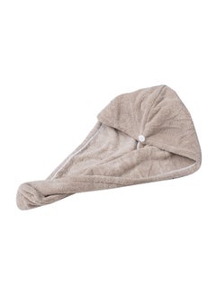 Generic Hair Towel Wrap With Button Coffee 16x3x12cm 