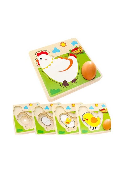 Creative Eggs Chicken Growing Up Cartoon Learning Wooden Baby Toy For Kids 21.5x21.5x5.6cm