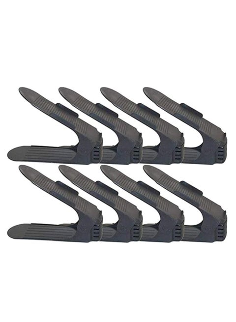 8-Piece Adjustable Shoe Rack Organizer Set Black 14 x 24.5cm
