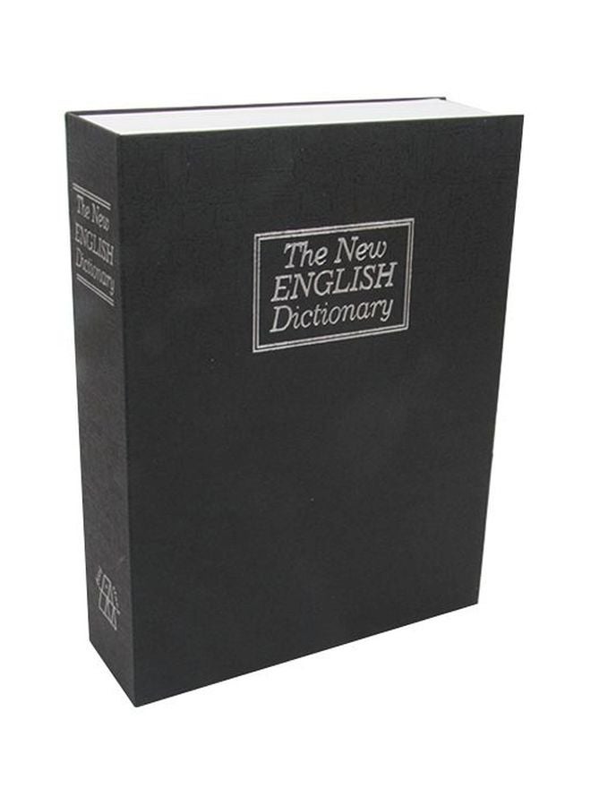 خزنة على شكل قاموس مع قفل بمفتاح أسود/ أبيض/ رمادي 26.5x20x6.5سم - Image 1