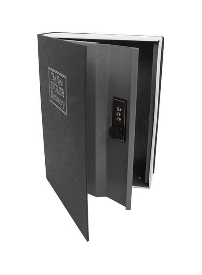 خزنة على شكل قاموس مع قفل بمفتاح أسود/ أبيض/ رمادي 26.5x20x6.5سم - Image 2