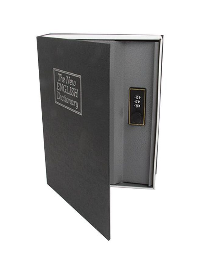 خزنة على شكل قاموس مع قفل بمفتاح أسود/ أبيض/ رمادي 26.5x20x6.5سم - Image 3