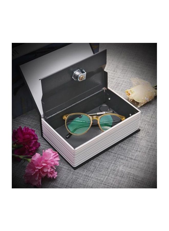 خزنة على شكل قاموس مع قفل بمفتاح أسود/ أبيض/ رمادي 15.5x5.5x24سم - Image 4