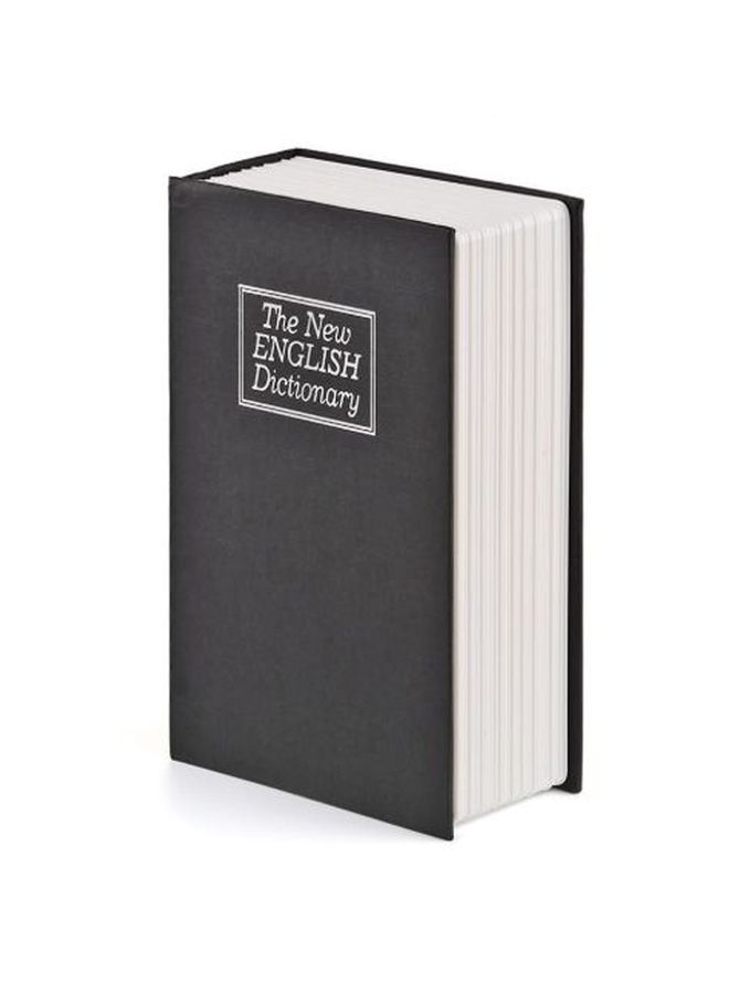 خزنة على شكل قاموس مع قفل بمفتاح أسود/ أبيض/ رمادي 15.5x5.5x24سم - Image 2