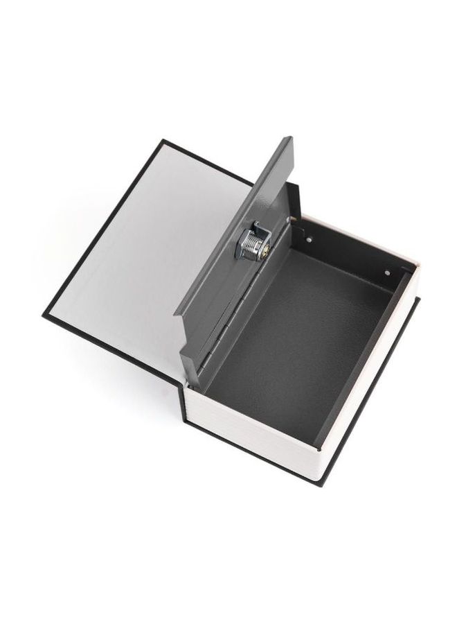 خزنة على شكل قاموس مع قفل بمفتاح أسود/ أبيض/ رمادي 15.5x5.5x24سم - Image 3