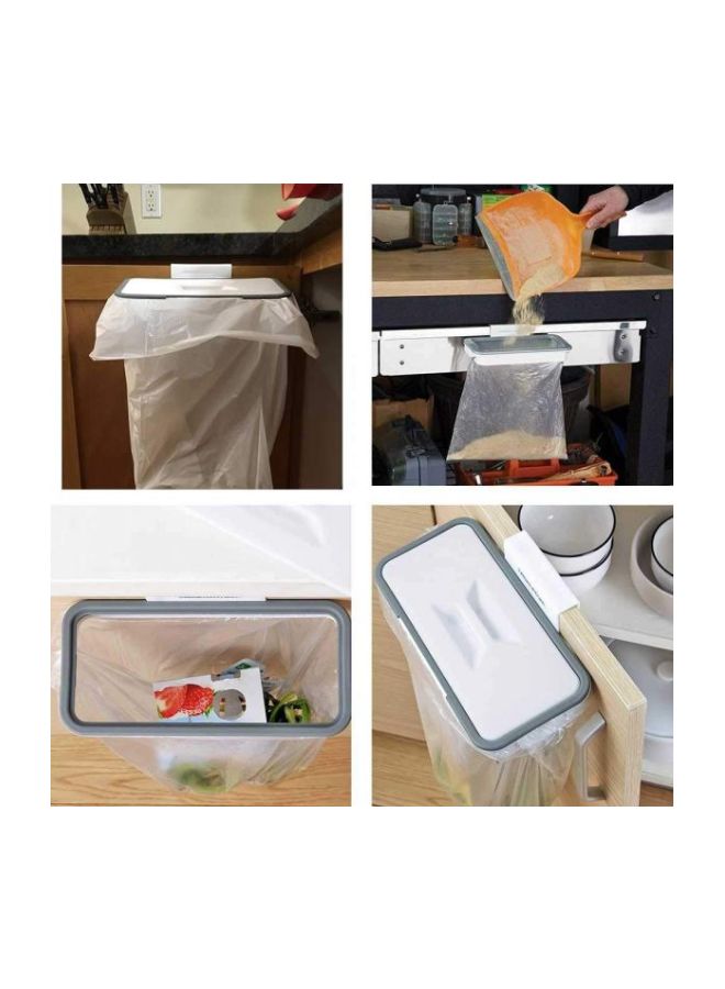 Generic Hanging Trash Garbage Bag Holder With Lid White/Silver  - Image 2