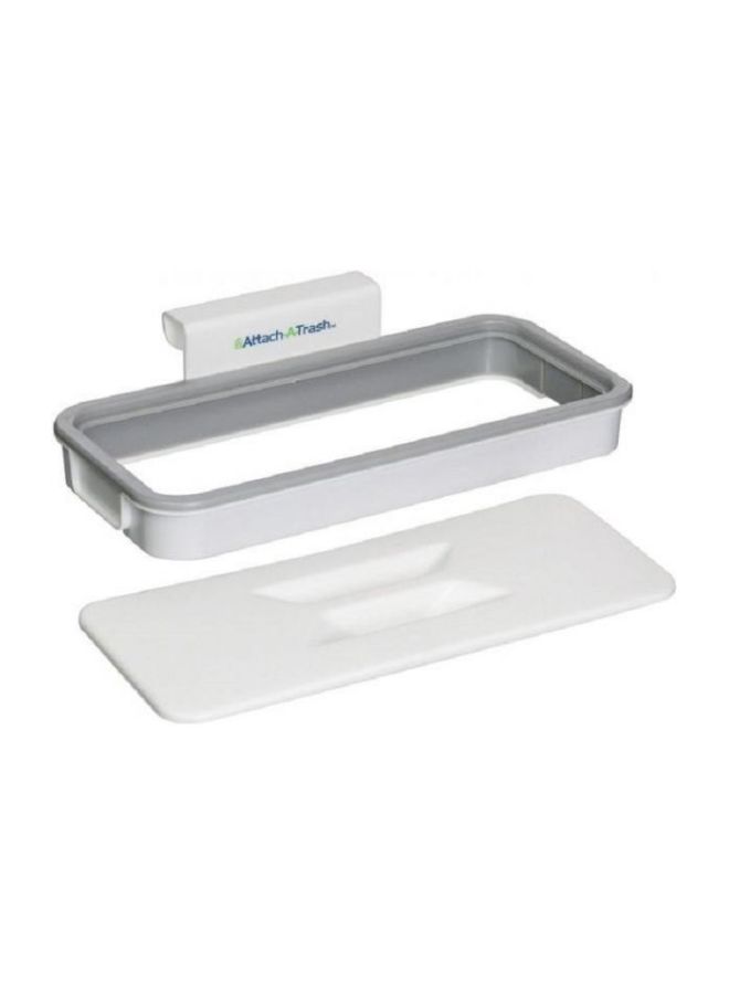 Generic Hanging Trash Garbage Bag Holder With Lid White/Silver  - Image 1