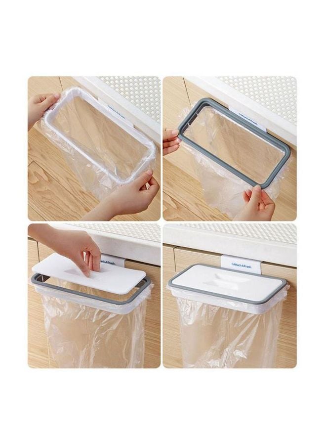 Generic Hanging Trash Garbage Bag Holder With Lid White/Silver  - Image 3