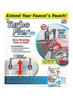 AS SEEN ON TV Turbo Flex 360 Flexible Faucet Sprayer Silver 6inch  - Image 2