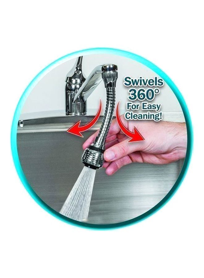 أز سين أون تي في بخاخ صنبور تربو مرن بزاوية 360 درجة فضي 6بوصة - Image 5