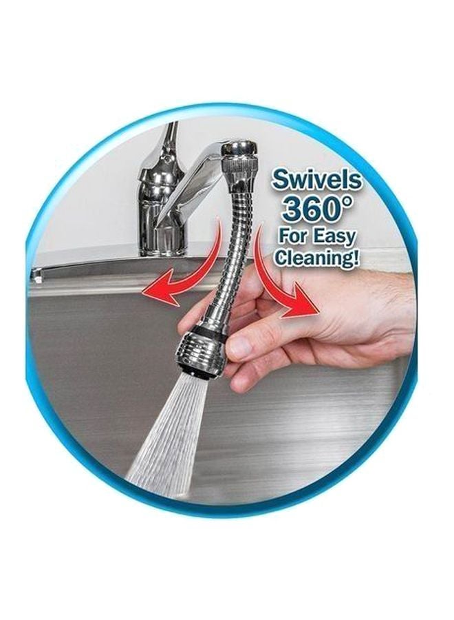 أز سين أون تي في بخاخ صنبور تربو مرن بزاوية 360 درجة فضي 6بوصة - Image 5