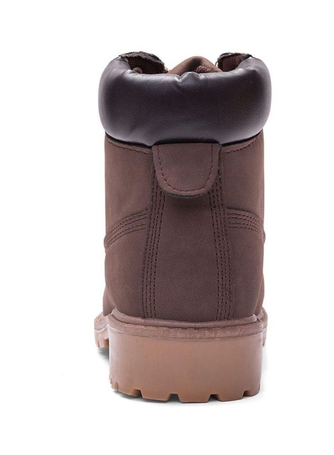 PU Leather Lace Up Boots Grey/Beige  - Image 3