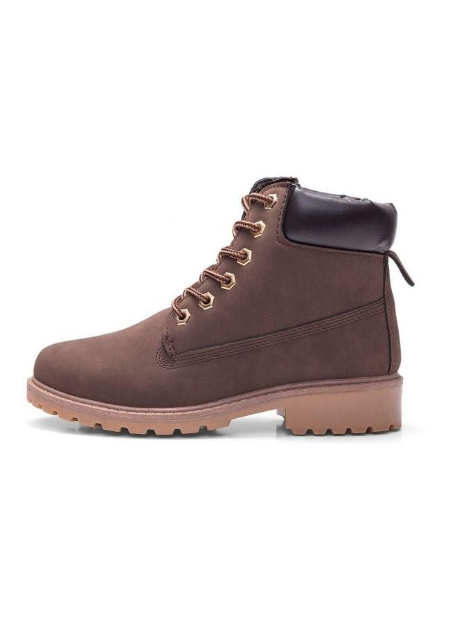 PU Leather Lace Up Boots Grey/Beige  - Image 2
