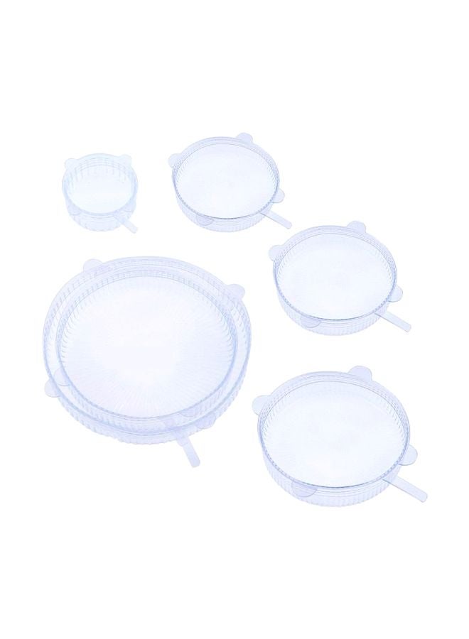 Generic 6-Piece Food Silicone Saran Wrap Cover Lid 6PFS Clear  - Image 1