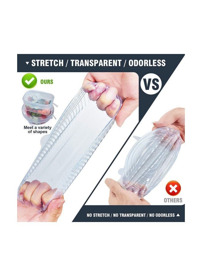 Generic 6-Piece Food Silicone Saran Wrap Cover Lid 6PFS Clear  - Image 2